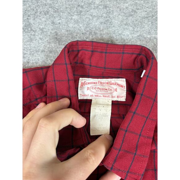 VINTAGE 90s Filson Button Up Shirt Mens Small Red Grid Check Work Western Retro - Picture 5 of 6
